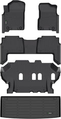 ANBINGO®Floor Mats & Cargo Liner Fit for 2019-2024 Nissan Armada (8 Seats)/Infiniti QX80 (Bench Seat) Waterproof Car Mats for Armada All Weather Floor Liners Fit QX80 Rubber High Edge Protection
