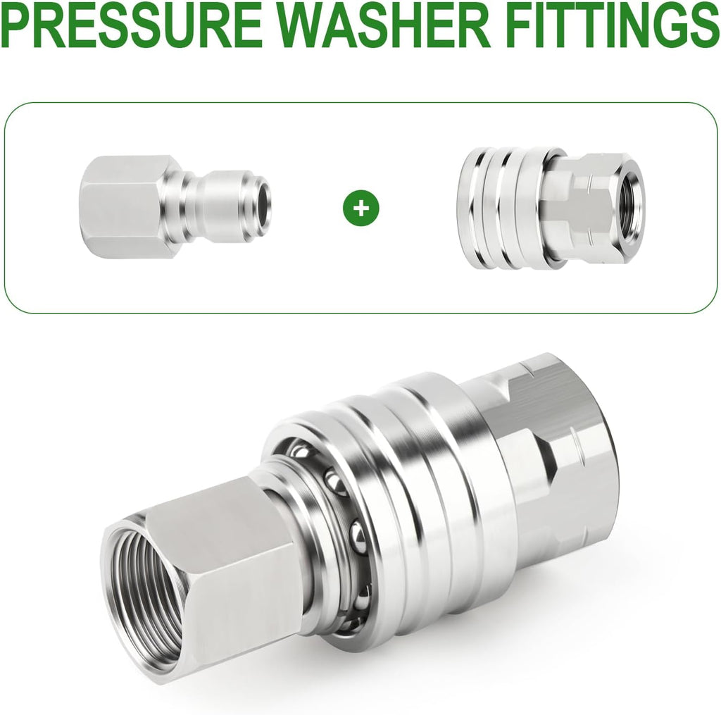 TAISHER 12PCS 304 Stainless Steel Pressure Washer Adapter Kit, Quick Connect Fittings，1/4" Female