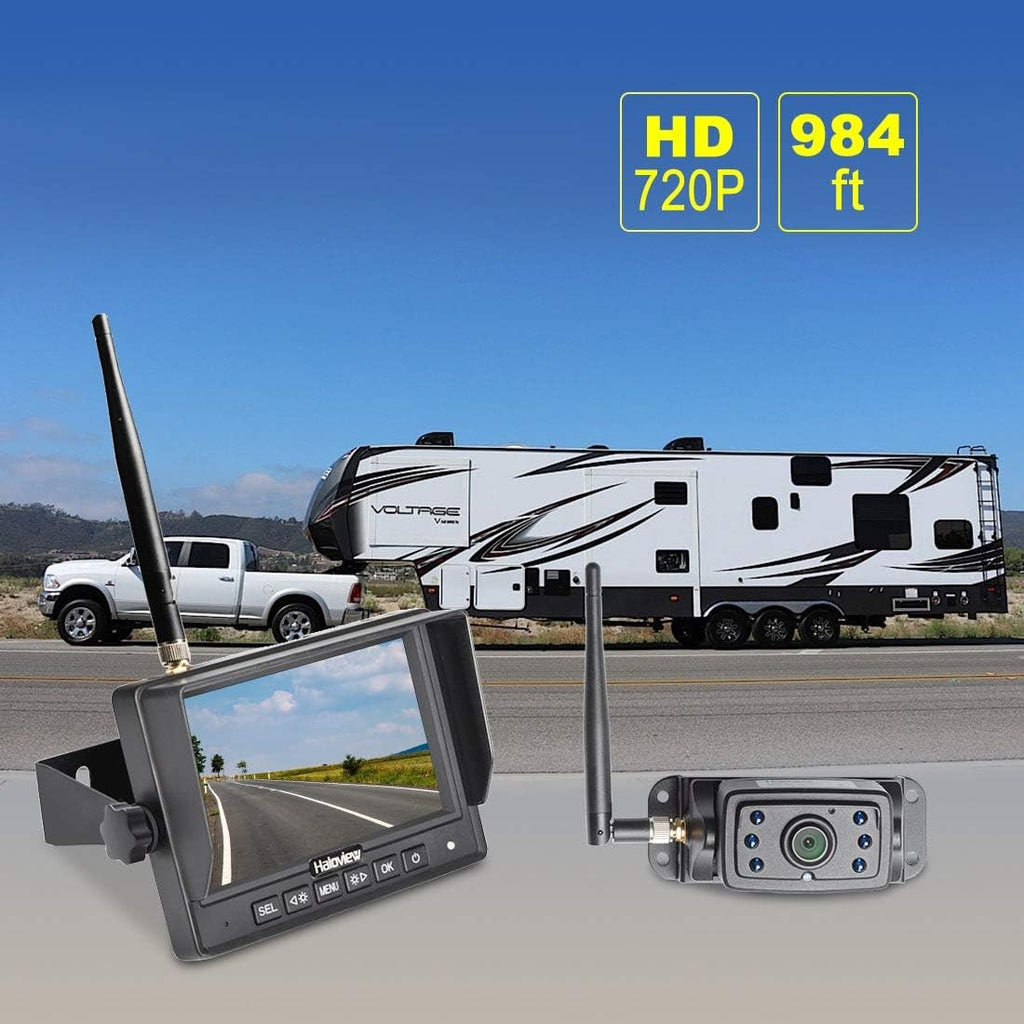 Haloview MC5111 5'' 720P HD Digital Wireless Backup Camera System 5'' LCD Rear View Monitor and IP69K Waterproof Reversing Built in DVR Kit for Trucks/Trailer/Bus/RVs/Pickups/Camper/Vans