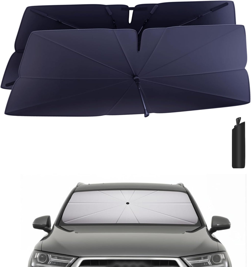 Windshield Sun Shade Umbrella: Custom Fit for 2020-2024 Audi Q7 Premium, Premium Plus, Prestige, TFSI, SQ7 (Type 4M, Facelift) - Double Thickened Foldable Front Window Sunshade, UV & Heat Protection