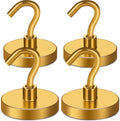 MIKEDE Magnetic Hooks,150LB Heavy Duty Magnets with Hook for Fridge, Super Strong Magnets Neodymium Extra Strength Industrial Hooks for Hanging, for Toolbox, Cruise(Yellow, 4 Pack)