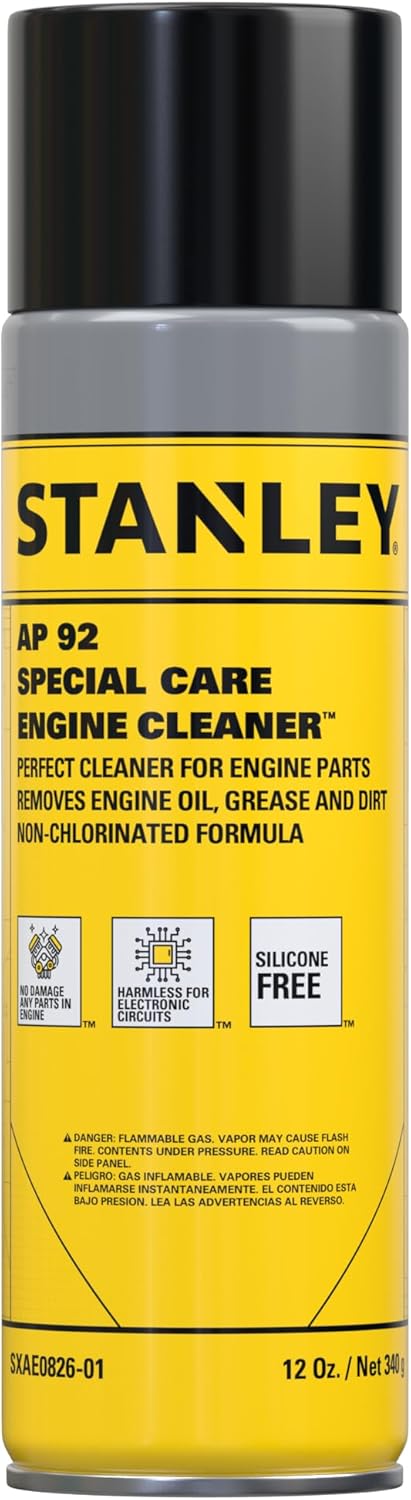 STANLEY AP 92 Engine Cleaner Spray - 12x12 Fl. oz., Automotive Degreaser Spray,Use for Tight Spaces, Non-corrosive - 1 Pack