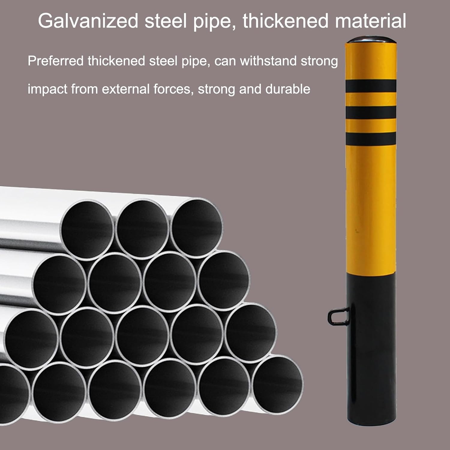 Safety Bollard Post, Steel Security Post Barrier Traffic Pole, Removable Bollard with Embedment Sleeve, Safety Barrier Bollard for Driveways, for Parking Barrier, Road Safety(750mm/30in)