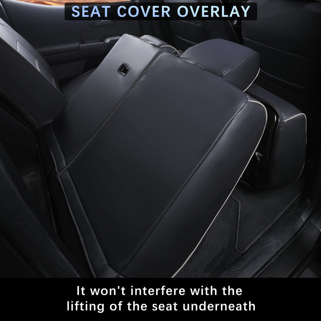 Car Seat Covers Full Set for Toyota Tacoma Double & Crew Cab 2023 2022 2021 2020 2019 2018 2017 2016 Tacoma Interior Accessories Premium Faux Leather Breathable Waterproof (Black+Gray)