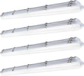 JTT 4FT LED Vapor Tight Light, 60W/50W/40W IP65 Waterproof LED Outdoor Indoor Shop Light 6000K/5000K/4000K CCT, Vapor Proof Fixture for Garage Shop Basement Barn Car-Wash, 4-Pack ETL Listed