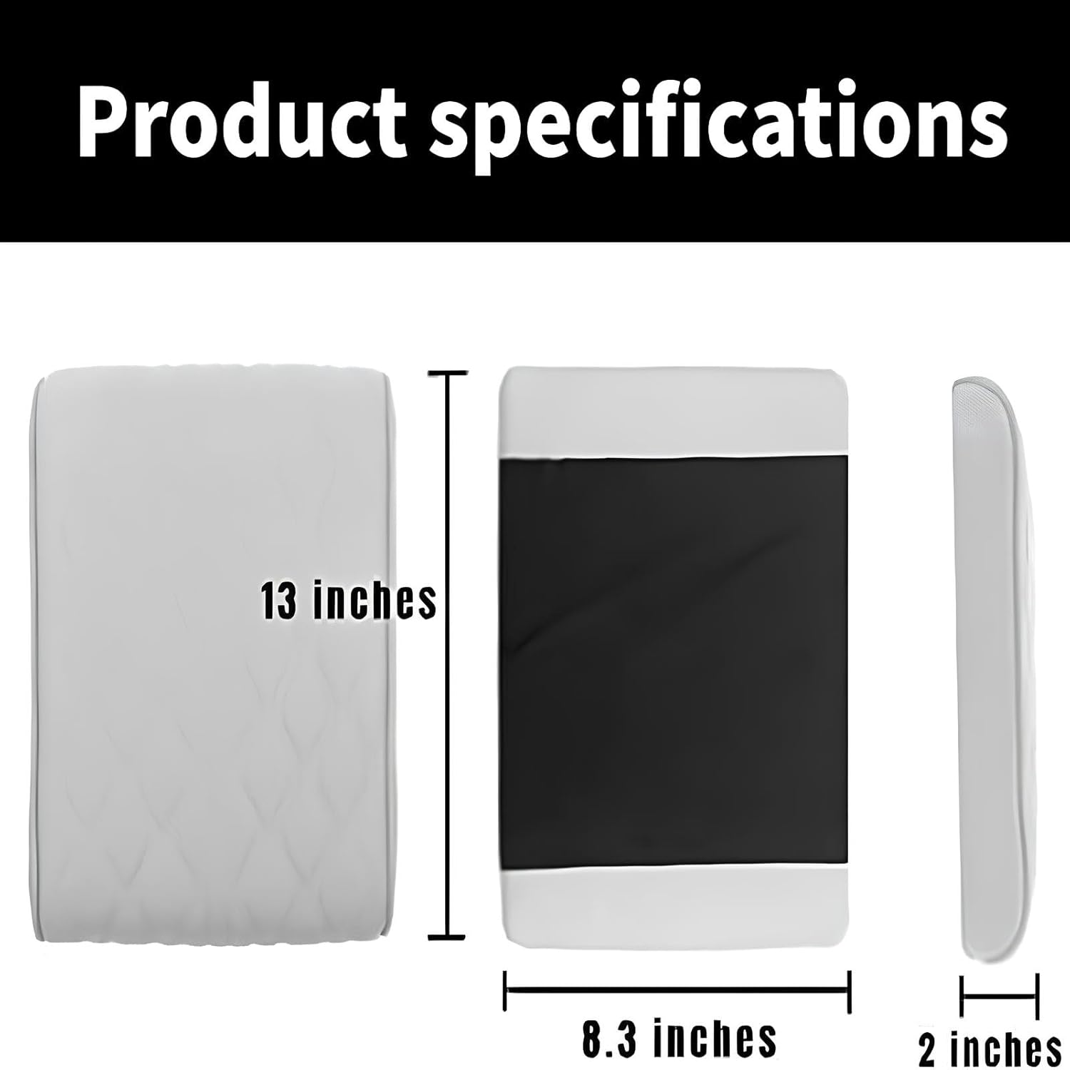 Leather Car Armrest Box Mat - 2023 New Waterproof Car Center Console Cover Mat, Universal Armrest Mat, Leather Car Armrest Cover for SUV/Truck/Vehicle (B-Black)