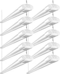 Bbounder 10 Pack Linkable LED Utility Shop Light, 4 FT Integrated Fixture for Garage, 40W Equivalent 250W, 5000K Daylight, Surface + Suspension Mount, Florescent Light Fixture Replacement, White