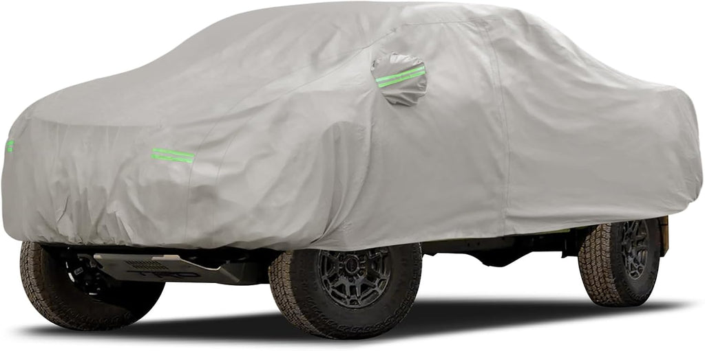 Migaven 6 Layers Car Cover Custom Fit for Toyota Tacoma 2005-2025, Waterproof Full Exterior Cover Rain Sun Protection with Door Zipper, Khaki