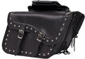 GARGOYLE BELLS Motorcycle Saddle Bags Synthetic Leather Motorcycle Luggage Bag Waterproof Throw Over Saddlebags For Softails Sportsters Choppers Dyna V-star Shadow (With Studs, Black, 16"x13"x11.5")
