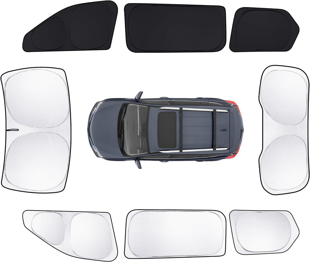 8pcs Car Window Shades for Grand Cherokee 22-25 Accessories,Windshield Side Rear Full Sunshade,Sun Visor UV Blocking, Privacy Protection for Camping Outdoor(Not for Cherokee L&Jeep Cherokee)