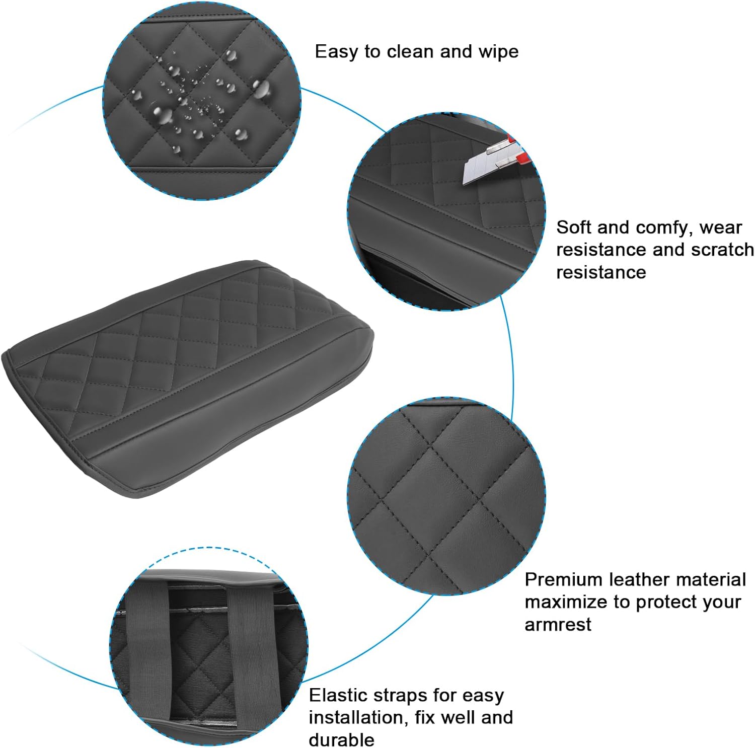 SXCY for 2025 Chevy Equinox Accessories Armrest Cover for Equinox 2025 Accessories 2025 Equinox Center Console Cover 2025 Equinox Middle Console Cover (Thin Cover Rhombus Style)