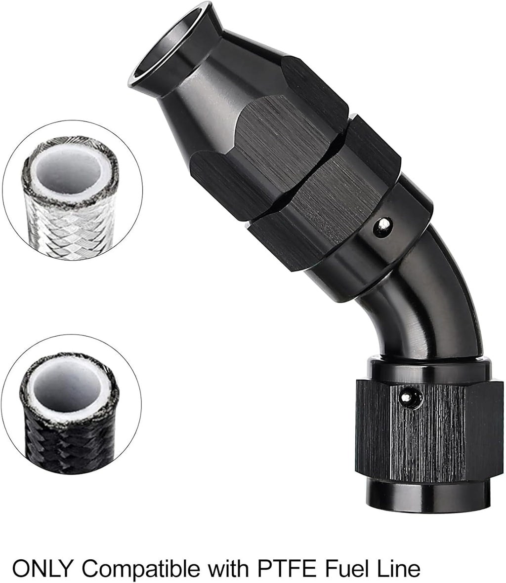 EVIL ENERGY 4AN 45 Degree PTFE One Piece Full Flow End Hose Fitting Aluminum Black