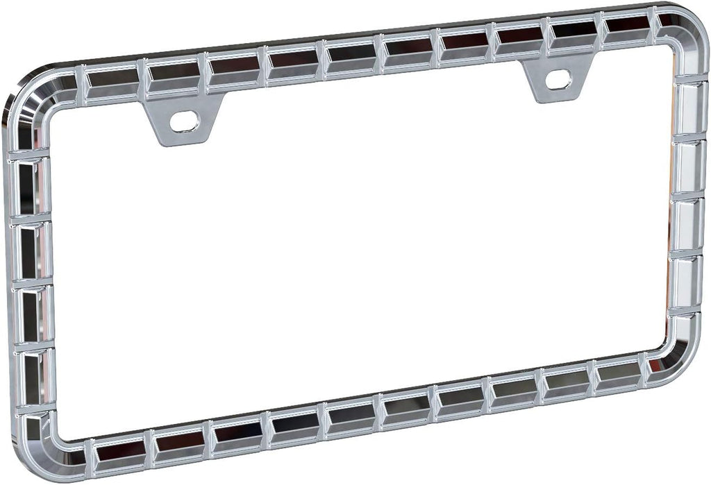 3D Chrome License Plate Frames, Pure Zinc Alloy Metal (Chain Pattern)