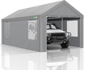 COBIZI Carports 10x20 Heavy Duty Car Canopy Garage with Removable Sidewalls & Doors, Galvanized Frame Portable Carport Canopy with Built-in Sandbags & All-Season Tarp for Car Boat Truck, Gray