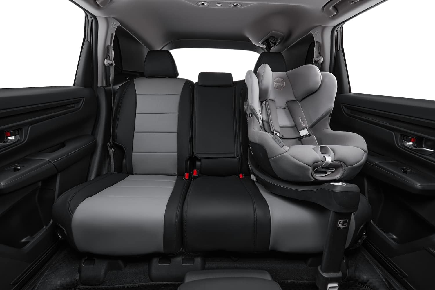 coverdream Custom Seat Covers Compatible with Select Honda CRV 2012 2013 2014 Models - Leatherette (Black/Gray,Full Set)