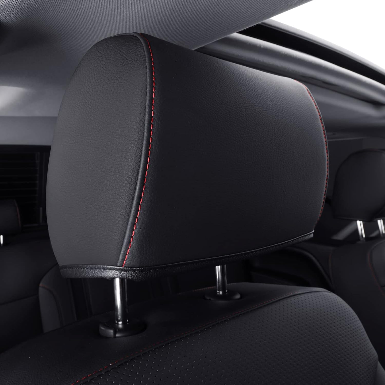 LUCKYMAN CLUB Custom Fit Seat Covers for 2014-2018 Chevy Silverado Sierra 1500 Crew Cab, 2015-2019 Silverado Sierra 2500 3500 Crew Cab (Black&Red)
