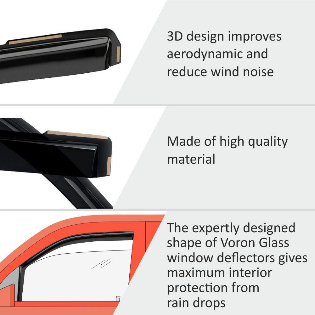 Voron Glass in-Channel Extra Durable Rain Guards for Toyota Corolla 2020-2025 Sedan, Window Deflectors, Vent Window Visors, 4 Pieces - 200674