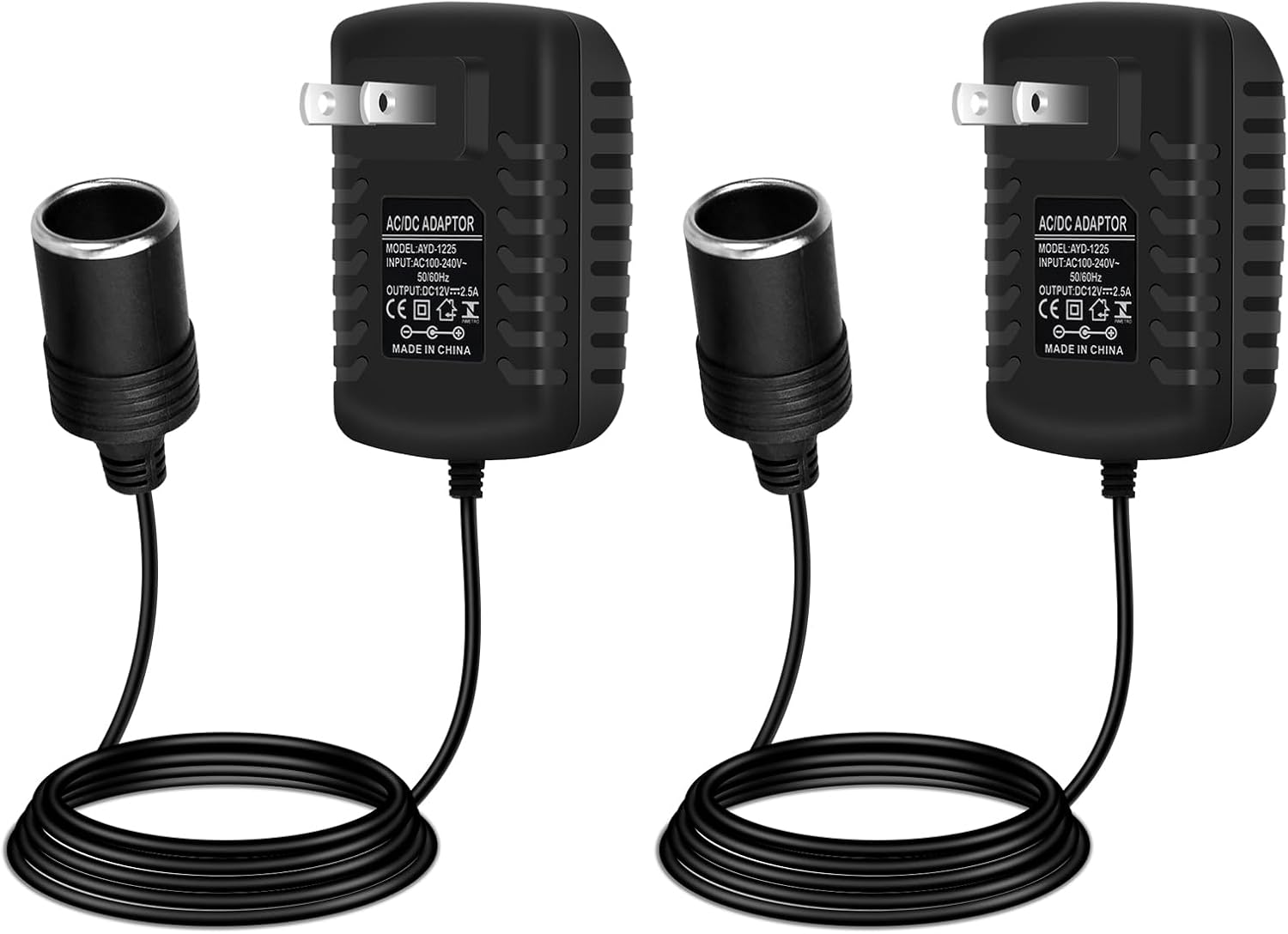 inShareplus 12V 2.5A 30W AC to DC Converter, 12 Volt Car Cigarette Lighter Adapter to Wall Outlet, 110V to 12V Power Supply for Car Devices (MP3, Fan, Dash Cam), 2 Pack