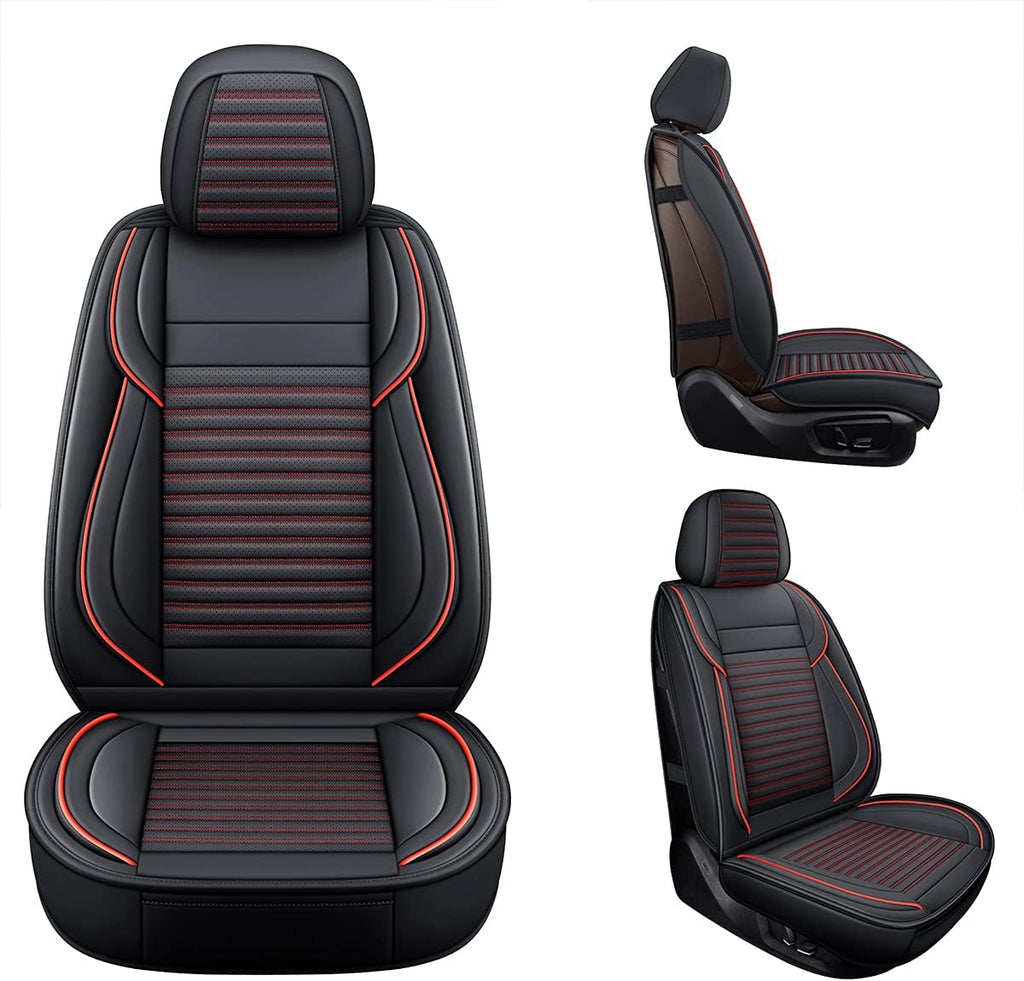 LINGVIDO Car Seat Covers,Breathable and Waterproof Faux Leather Automotive Seat Covers for Cars SUV Pick-up Truck Sedan,Universal Anti-Slip Driver Seat Cover with Backrest (Front Seat, Red)