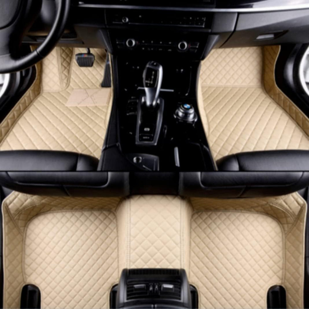 Custom All-Weather Protection Luxury Leather Floor Mats for Cars SUVs Trucks According Anti-Slip Leather Floor mats ﻿ (9,Beige)