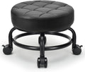 Low Roller Seat Low Height Rolling Stool PU Leather Rolling Stool, Modern Rolling Chair for Home Office Garage Shop