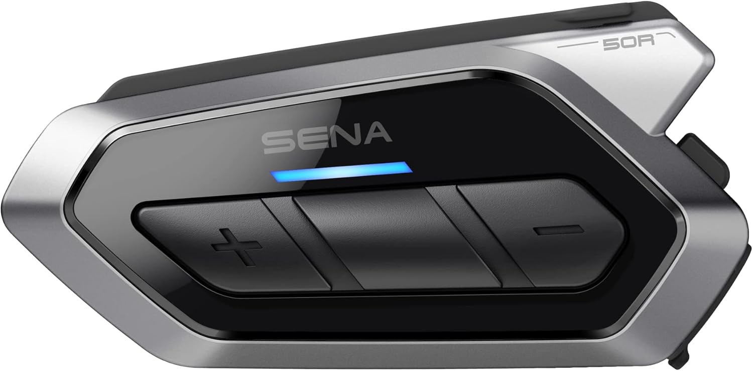Sena 50R 3-Button Motorcycle Bluetooth Headset w/Sound by Harman Kardon Integrated Mesh Intercom System Premium Microphone & Speakers, Dual Pack