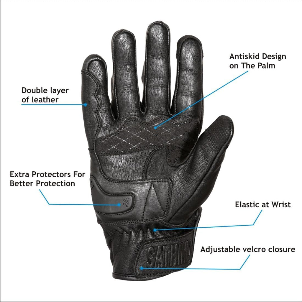 Leather Motorcycle Gloves for Men and Women | Touchscreen | Full Finger | Goatskin Leather Hard Knuckle Motorcycle Riding Gloves (Perforated, Large)