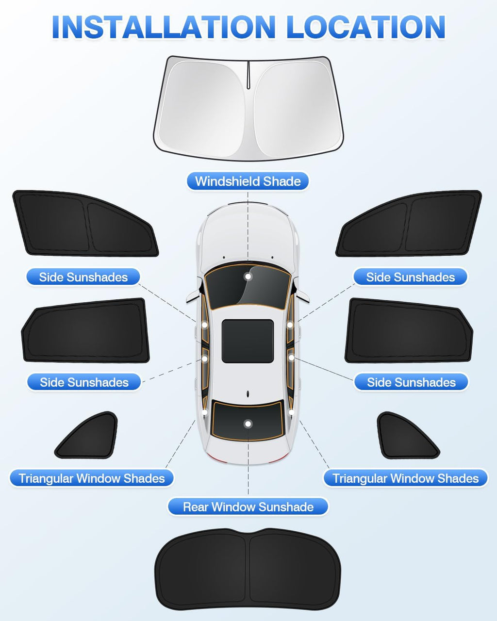 Sunshades for Hyundai Tucson 2016-2021 Accessories Windshield Sun Shade Side Rear Window Shade Cover Sun Visor Shield Privacy Protection Keep Vehicle Cool Black 8PCS