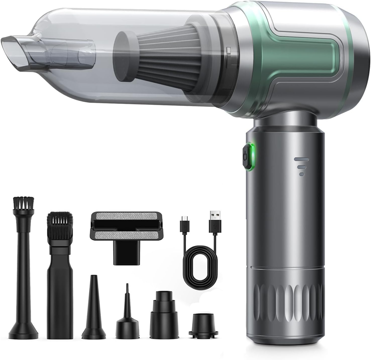 Car Vacuum Portable Cordless, 16000PA Powerful Car Vacuum Cleaner, 7 in 1 Mini Vacuum Handheld Rechargeable, Air Duster, Dual Filter for Cars, Home, Office, Pet