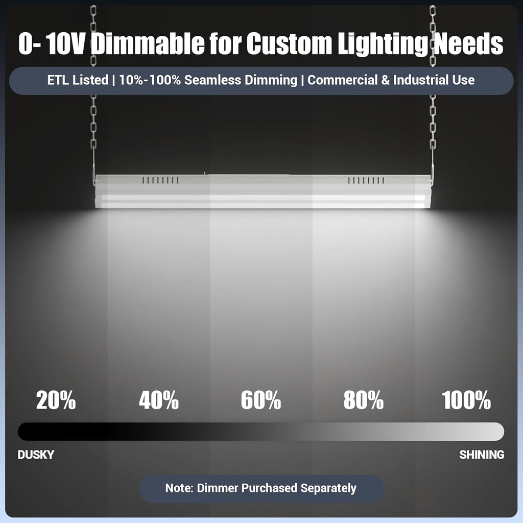 LED Linear Shop Lights 150W, 22500LM Led High Bay Lights 5000K Daylight 120-277V, 4-Pack Led Garage Light for Shop Workshop Store Commercial Supermarket Warehouse Basement Exhibition Room ETL