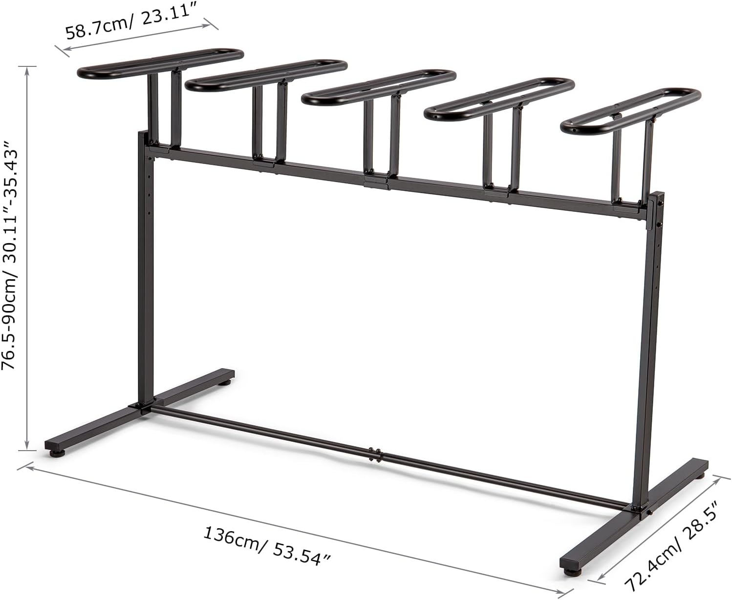 CXWXC 3/5 Bikes Stand Rack - Bike Storage Parking Racks Indoor/Outdoor - Bicycle Stand Garage for Parking Mountain Road Hybrid Bike, Fits Wheels up to 2.4" (For 5 Bikes)