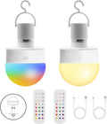 HISTAR Tent Lights for Camping 2000mah, Rechargeable Light Bulbs with Remote, Timer, Dimmable, E26 Battery Operated Light Bulb, 3 Color Temperature, RGB, Magnetic Base
