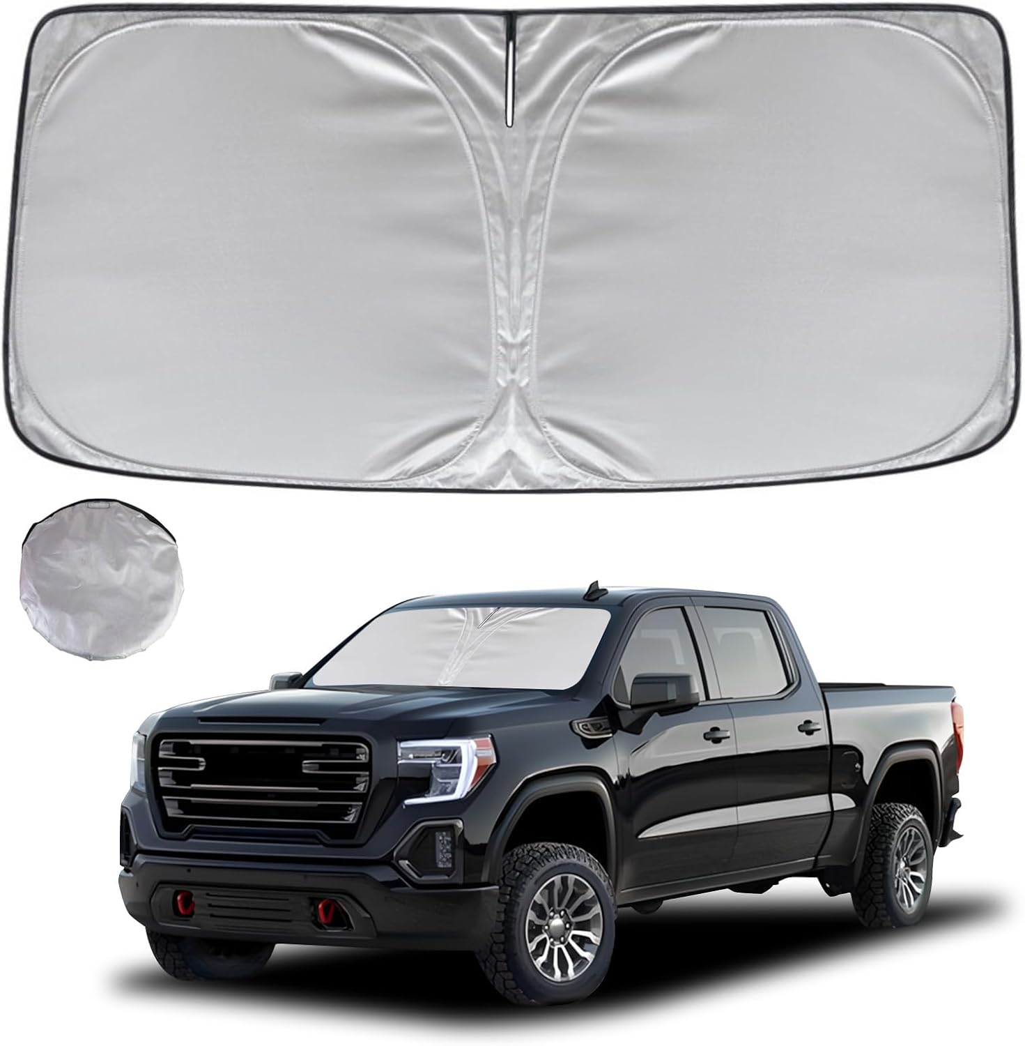 KAYZT Windshield Sun Shade for 2019-2025 2026 GMC Sierra 1500 2500 3500 Foldable Sunshade Front Window Custom Fit Car Accessories