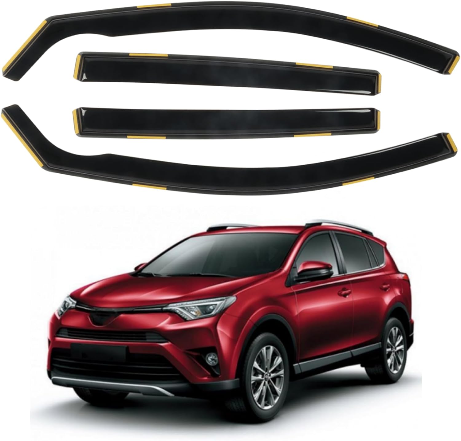 4 PCS in-Channel Window Rain Guards Fit for 2013-2018 Toyota RAV4, Smoke Tinted Vent Window Visors, Side Window Deflectors, Sun Visors Vent Shade, 2013 2014 2015 2016 2017 2018