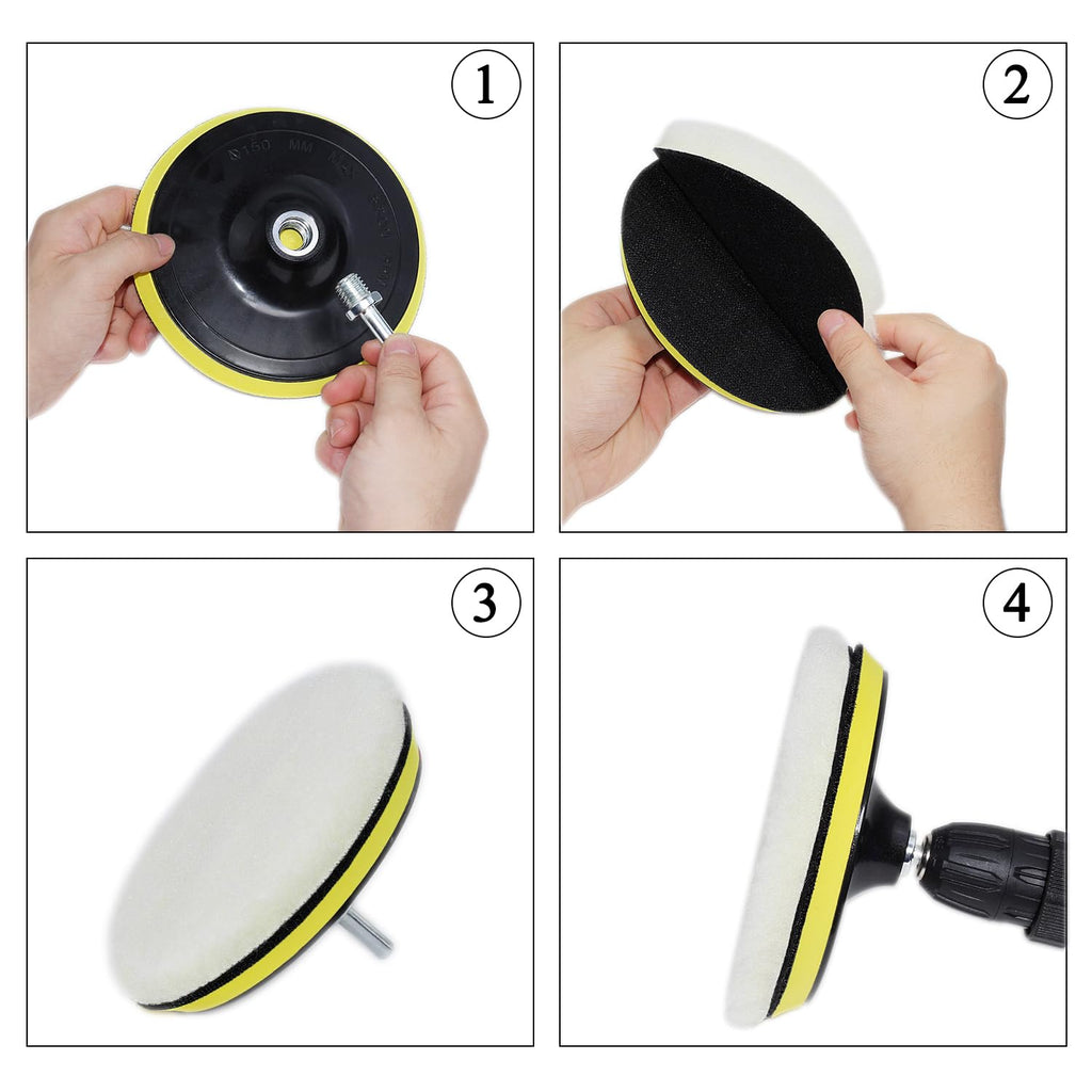 Car Foam Polishing Buffing Kit,Polishing Buffing Pads,Wool Pads,Polishing & Buffing Wheels,for Headlights & Car Body Car Foam Car Wax & Buffer Kits (6)