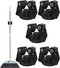 Magnetic Broom Holder, Steel Mop Mount No Drilling Magnetic Holder for Garage Tools, Anti-Slip Utility Mount for Garage, Kitchen, Laundry Tools Organizer and Management - 5 Pack/Black