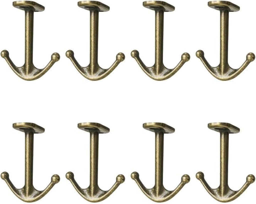 Ball Two Prong Ceiling Hook for Closet Top Bathroom Kitchen Cabinet Garage Pack of 8 (Bronze)