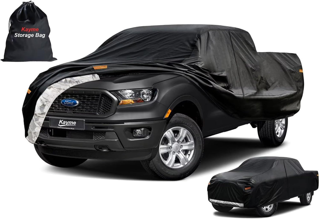 Kayme Truck Cover Custom Fit Ford Ranger(1990-1997) Regular Cab Long Bed. Full Exterior Heavy Duty Outdoor Pickup Truck Car Cover Waterproof All Weather.Car Tarp for Wind Sun Dust Protection.Black