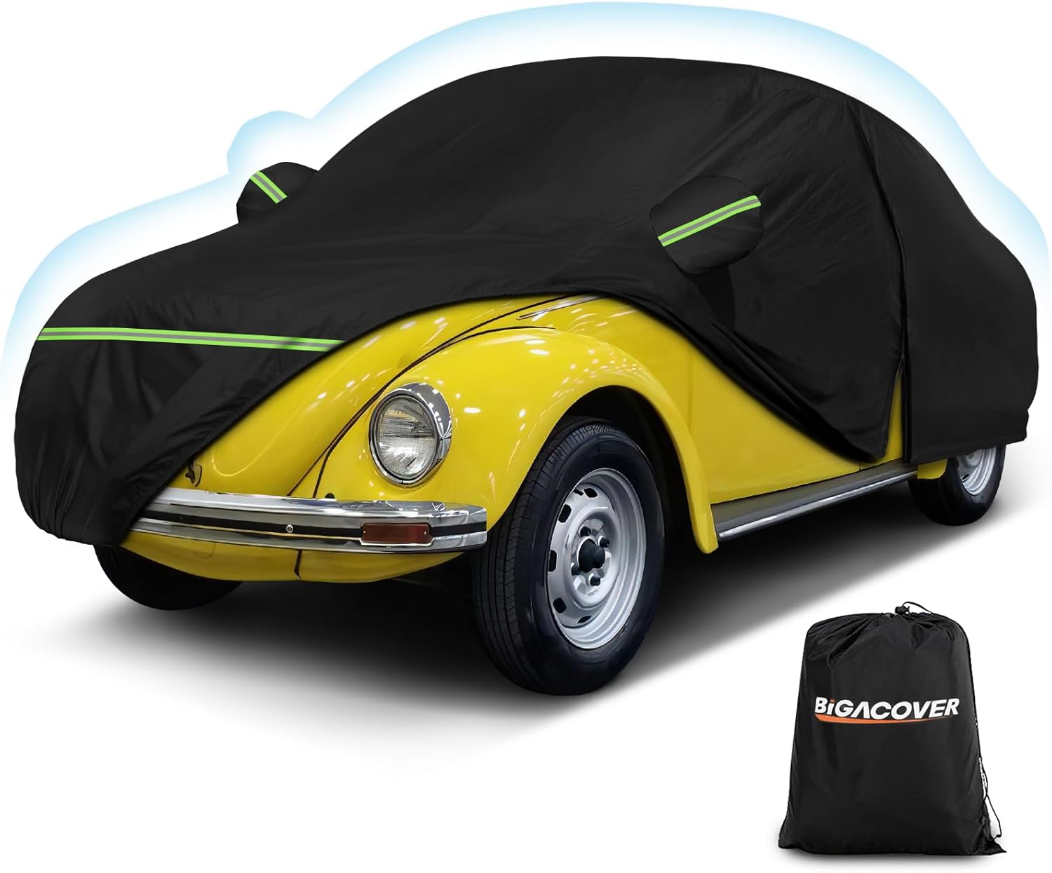 Custom Fit for Volkswagen Beetle Bug 2-Door 1960-1980 Sedan Car Cover Waterproof Heavy Duty All-Weather Protection with Door Zipper & Storage Bag