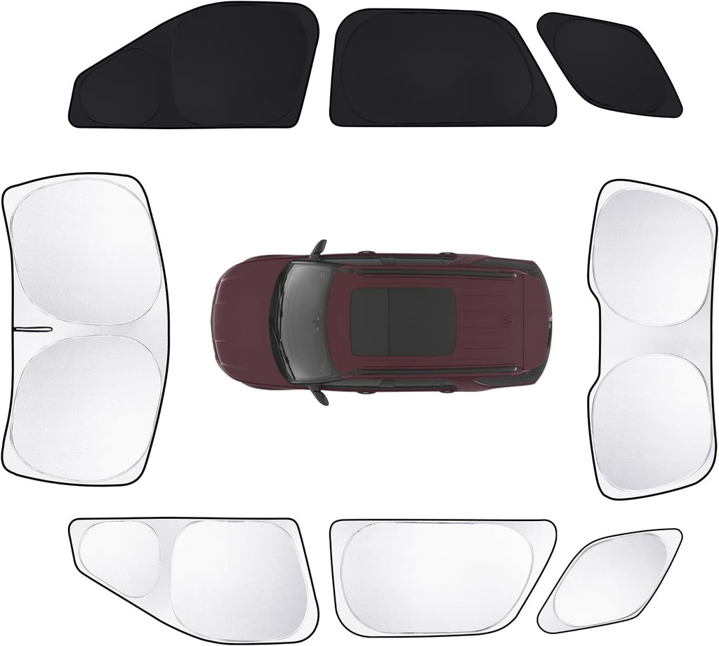 8pcs Car Window Shades for Ford Explorer SUV 2011-2019 Accessories,Windshield Side Rear Full Sunshade,Sun Visor UV Blocking, Privacy Protection and Blackout for Camping Outdoor