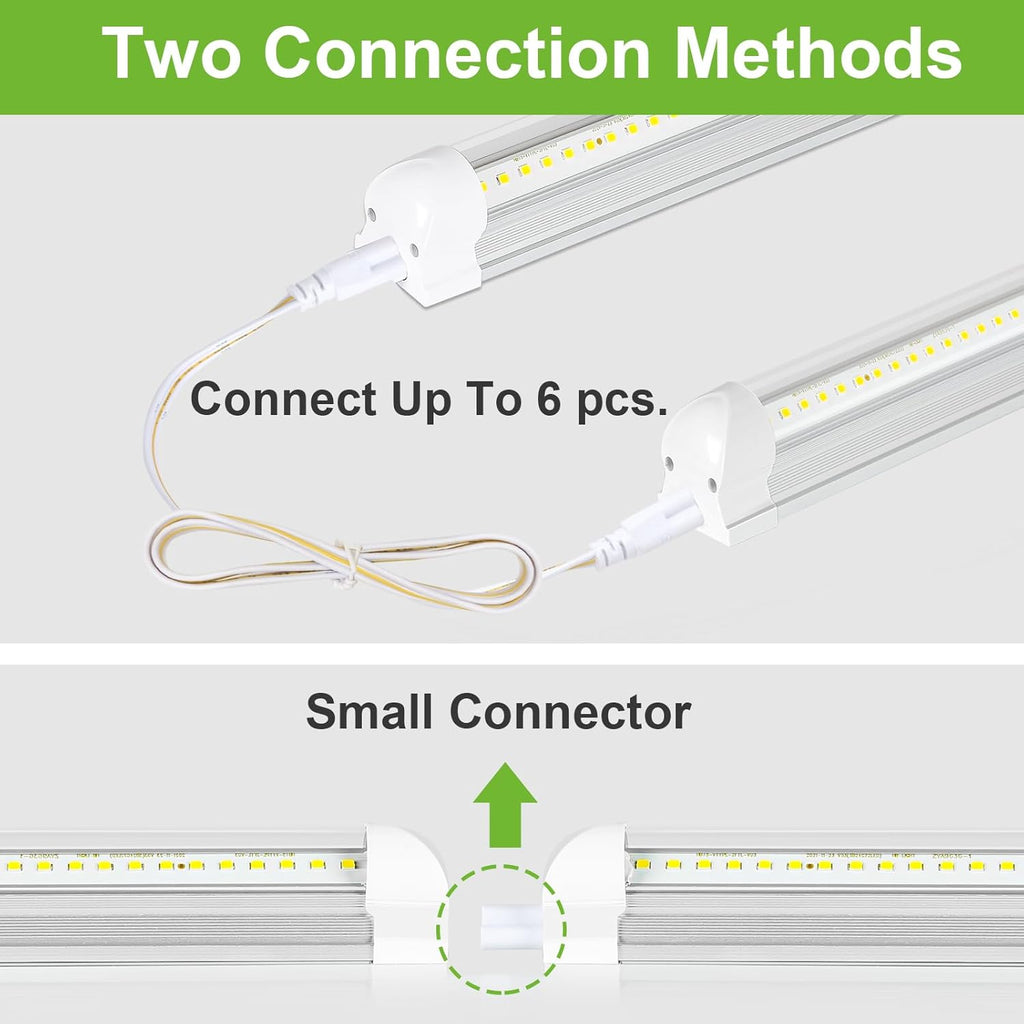 hykolity 30W 2FT LED Shop Light, 3500lm 6500K Super Bright White, Linkable Ceiling Light Fixture, V Shape Integrated T8 LED Tube Light with Built-in ON/Off Switch for Workbench, Cabinet, ETL, 4 Pack