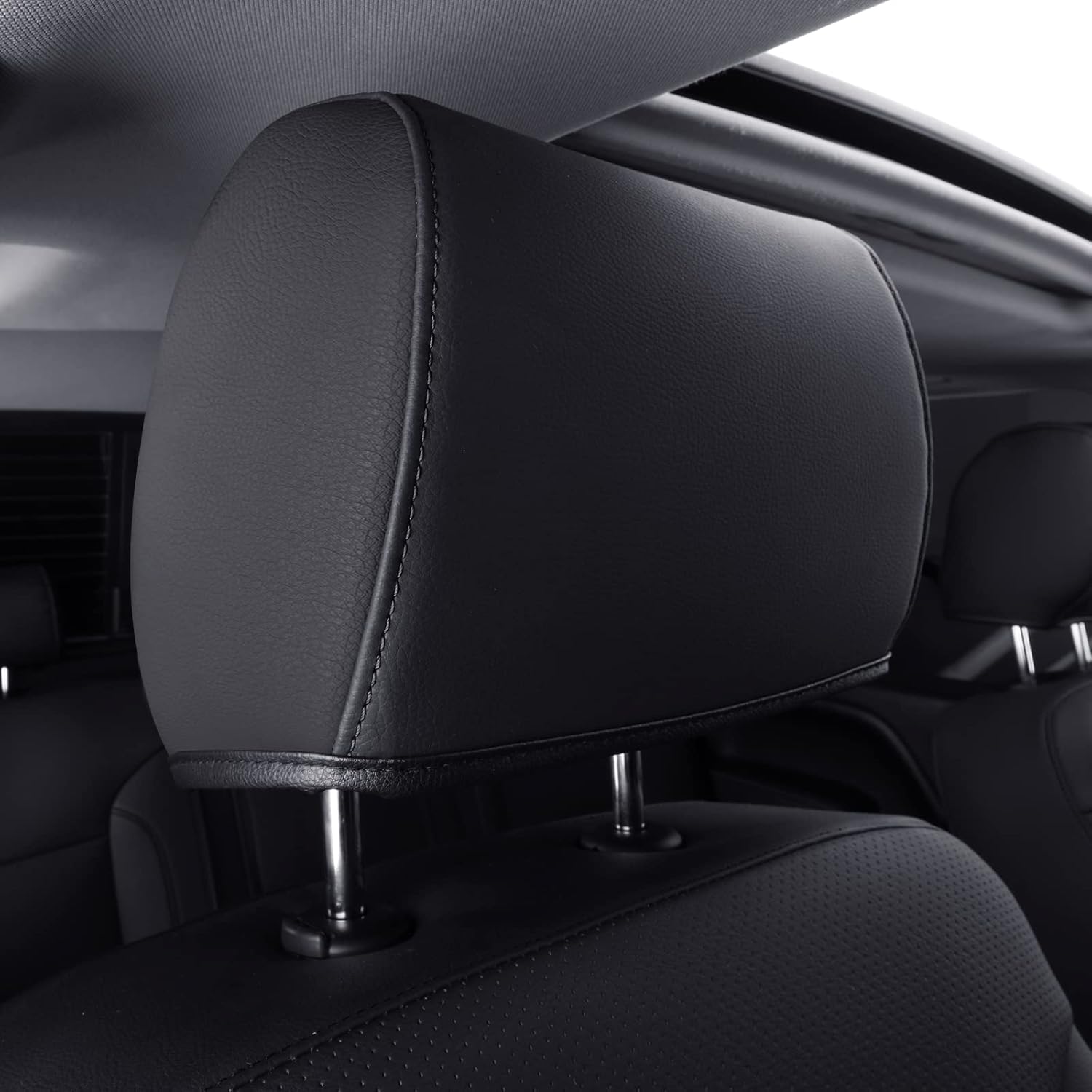 LUCKYMAN CLUB Front Seat Covers fit for Crew Cab/Extended Cab/Regular Cab of 2014-2018 Chevy Silverado Sierra 1500, 2015-2019 Silverado Sierra 2500 3500 (Black 2 pcs)