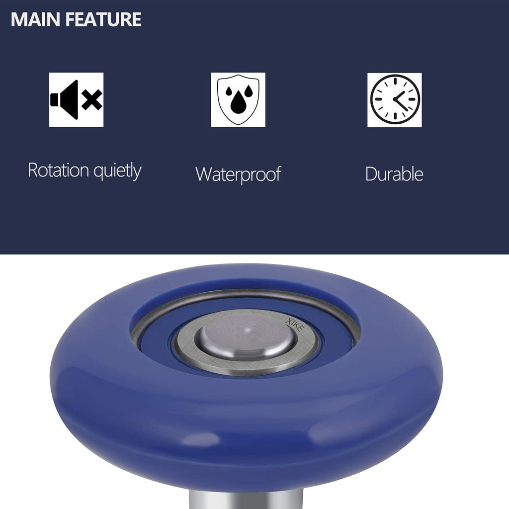 XiKe 12 Pack Blue 2" Nylon Garage Door Roller 4" Stem, Quiet/Durable and High Load, Use 6200-2RS Double Seals Precision Bearings.