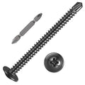 (100 pcs) Wensilon #10×2” for Sheet Metal Self-Tapping Screws 410 Black Stainless Steel Truss Head High-Strength Quick Tapping