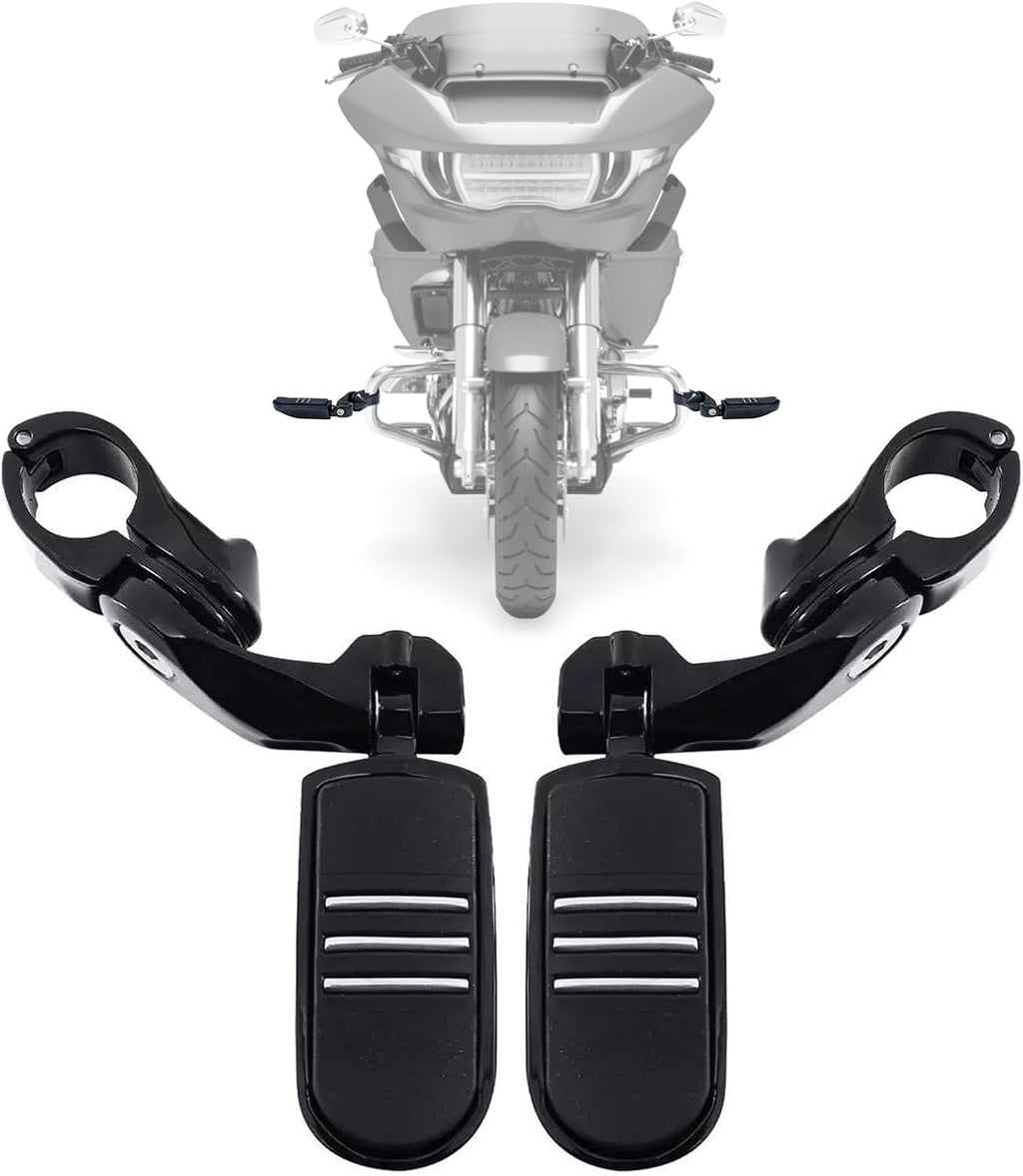 1.25" 32MM Motorcycle Adjustable Highway Pegs for Harley Davidson Touring Road King Road Glide Street Glide Electra Glide Dyna Sportster Softail 1 1/4" Crash Bar Highway Foot Pegs, Black