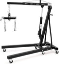 2 Ton Folding Engine Hoist with Lever, Cherry Picker Shop Crane Hoist Lift, 4400 Lbs Heavy Duty Steel Hydraulic Shop Engine Crane for Workshop and Garage, Black