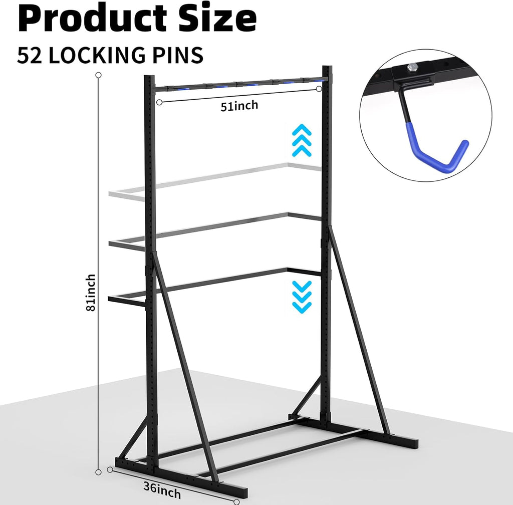 Freestanding Bike Storage Rack Vertical Bike Rack Indoor Garage Floor Stand Heavy Duty Bike Organizer Garage Bicycle Organizer Holds Up to 5 Bikes