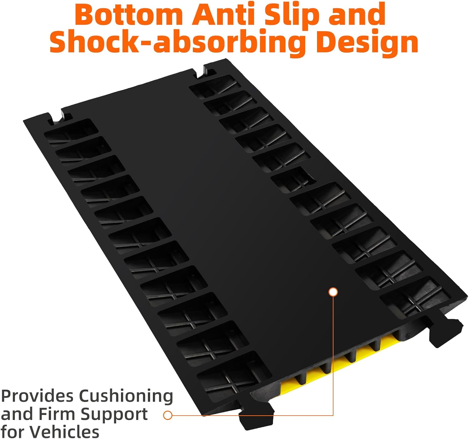 5 Channel 2 Pack Cable Protector Ramp Traffic Wire and Hose Ramp Cord Cover Heavy Duty Channels 18,000 lbs Load Capacity Cable Wire Ramp Speed Bump Driveway Cable Ramp Protective Cover