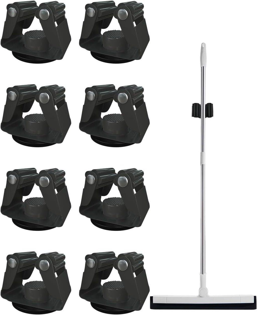 Magnetic Broom Mount, Mop Holder Magnetic No Drilling Magnetic Tool Holder Wall Mount for Garden Tool,Rack Rake,Shovel Handle,Garage,Kitchen,Laundry Tools Organizer-8 PCS/Gray