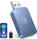 AuroraLink Wireless Carplay & Android Auto Adapter 2-in-1 Fast & Stable Carplay Wireless Adapter Convert Wired to Wireless Car Play Dongle for iOS 10+/Android 11+ (Blue)